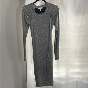 Gray Long Sleeve Maternity Dress